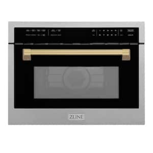 Autograph Edition 24 in. 1.6 cu ft. Convection Microwave Oven in Satin Stainless Steel with Champagne Bronze Accents