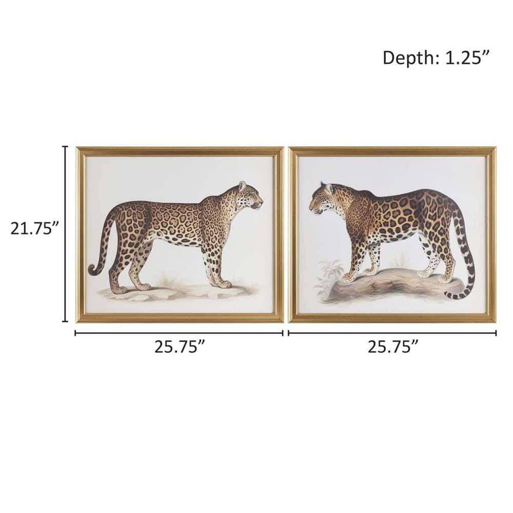 Elegant Gold Framed Cheetah Print Wall Art Set