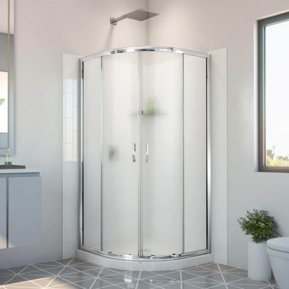 Prime 36" x 36" Chrome and Frosted Glass Shower Enclosure Kit