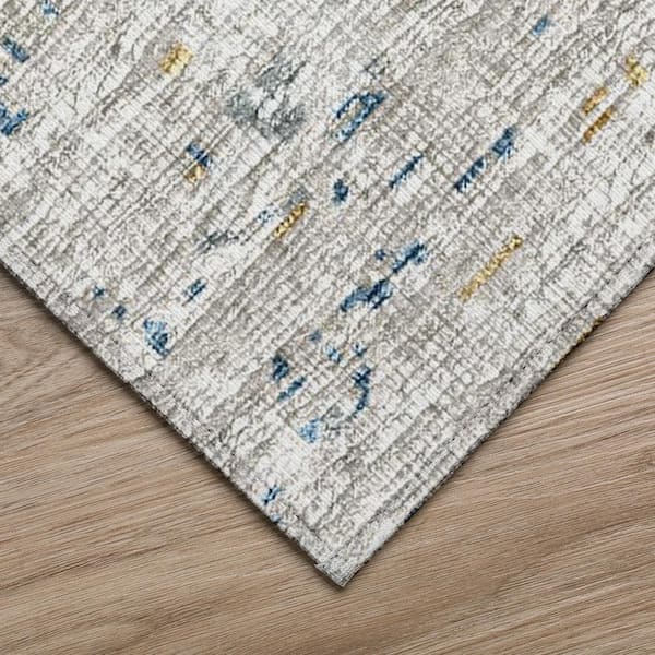 Accord Blue 2 ft. 3 in. x 7 ft. 6 in. Abstract Indoor/Outdoor Washable Area Rug