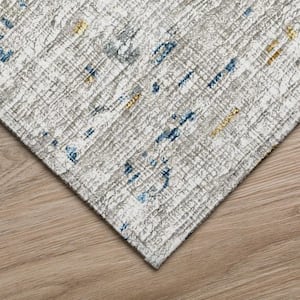 Accord Blue 9 ft. x 12 ft. Abstract Indoor/Outdoor Washable Area Rug