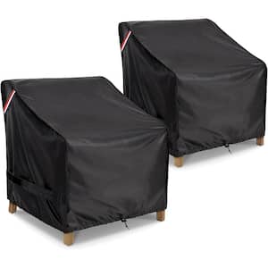 Patio Furniture Covers Waterproof for Chairs, Lawn Outdoor Chair Covers Fits up to 29" W x 30" D x 36" H, Black (2-Pack)