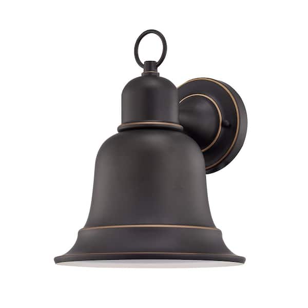Home Decorators Collection 11.39 in. 1-Light Oil Rubbed Bronze Outdoor Wall Lantern Sconce Dark Sky Compliant