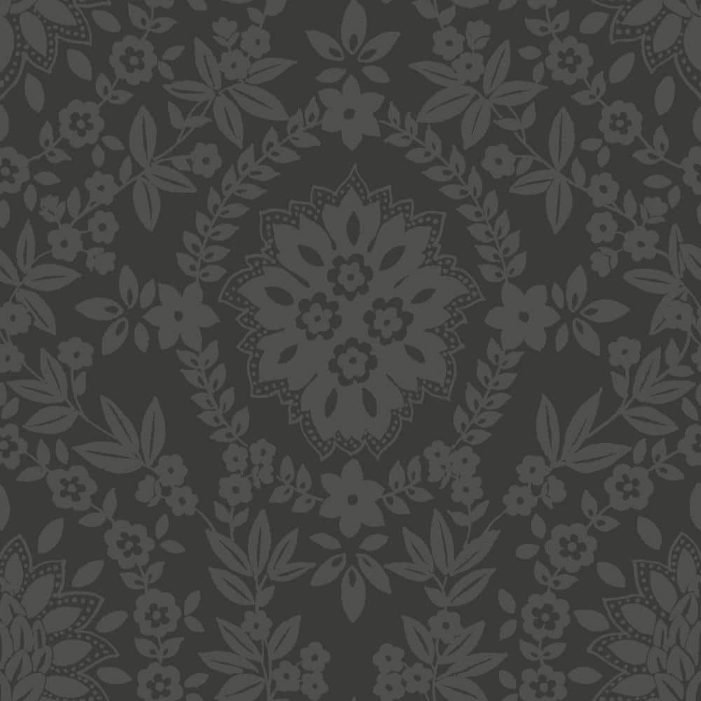 Black Damask Self-Adhesive Repositionable Wallpaper Roll