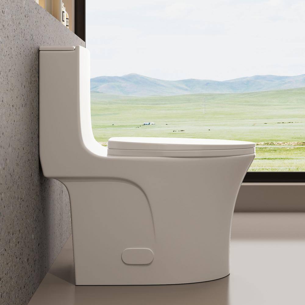 Glossy White Ceramic Dual Flush Elongated One-Piece Toilet