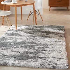 Dreamy Shag Charcoal/Ivory 4 ft. x 6 ft. Abstract Contemporary Area Rug