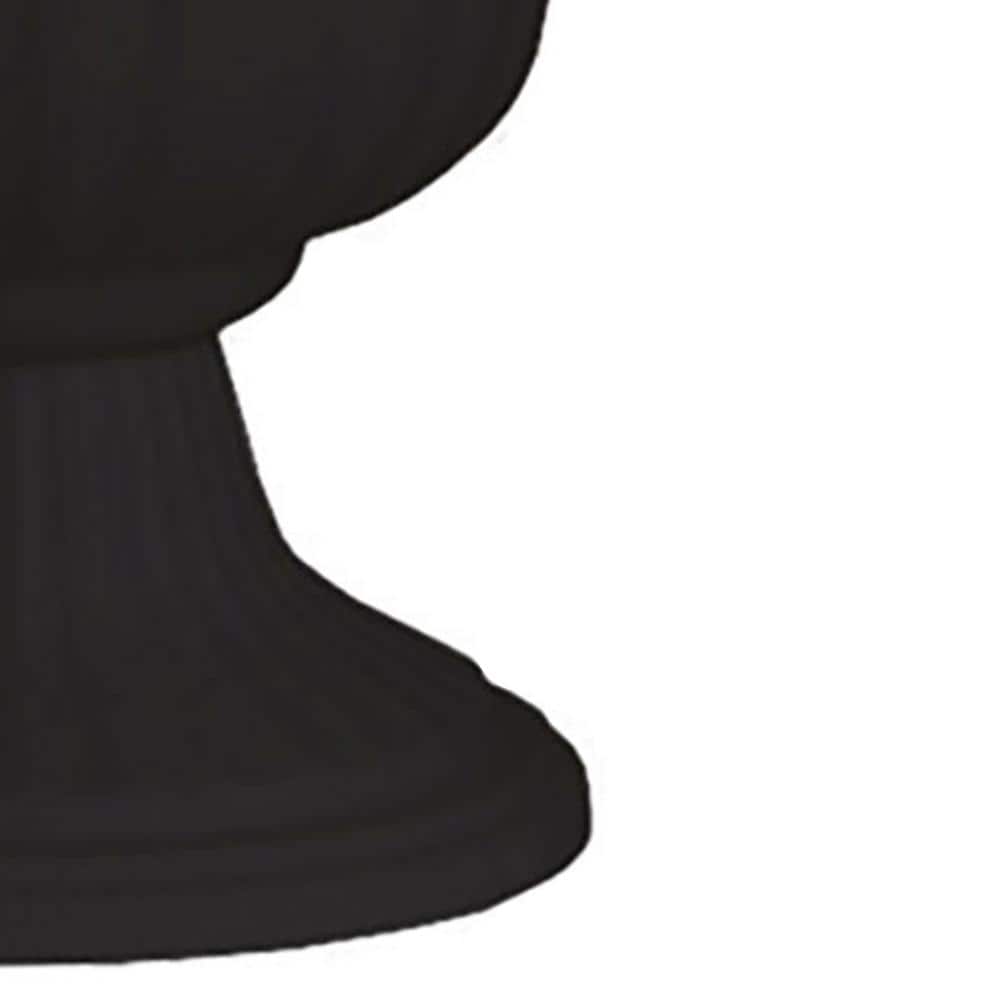 Black 14" UV-Coated Resin Fluted Outdoor Urn Planter Set