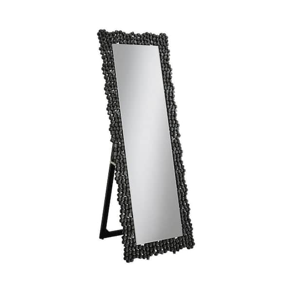 Benjara 23.5 in. W x 63 in. H . H Metal Framed Rectangular Rhinestone Inlay  Black Classic Portrait Floor Mirror with Cheval BM282016 - The Home Depot