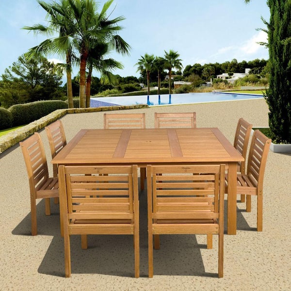 Amazonia Eucalyptus 9-Piece Armless Square Patio Dining Set