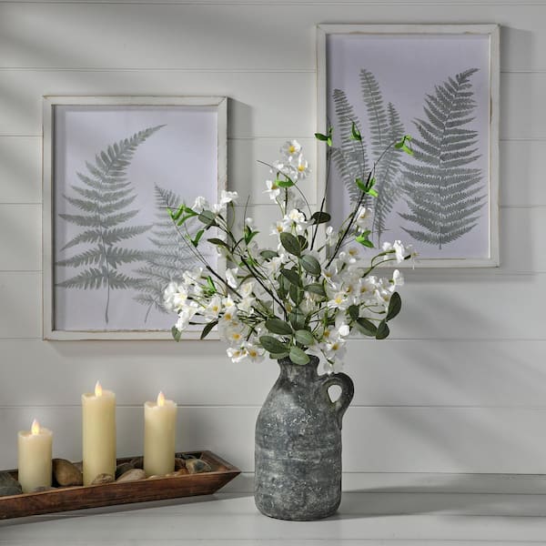 27 in. White Indoor Artificial Hanging Hydrangea Plant