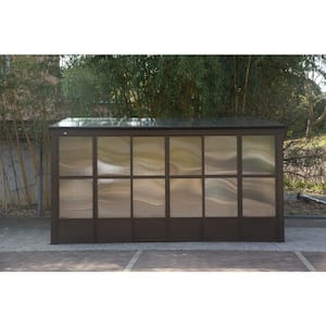 10 ft. x 12 ft. Brown Outdoor Aluminum Frame Polycarbonate Roof Wall Mounted Solarium