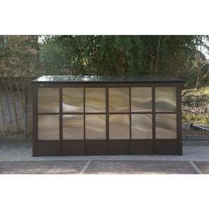 12 ft. x 14 ft. Brown Outdoor Aluminum Frame Polycarbonate Roof Wall Mounted Solarium