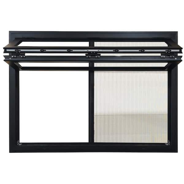 TEZA DOORS 59.5 in. x 47.5 in. Awning Fold Up Outswing Matte Black