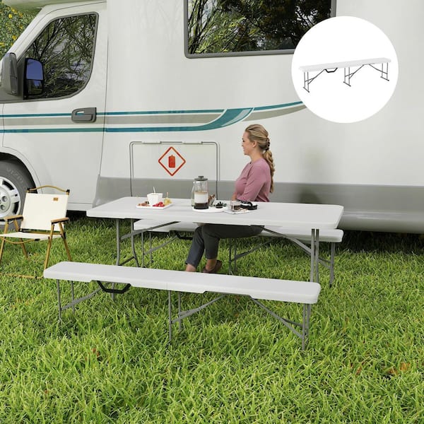 Outsunny 6 ft Outdoor Ottoman Plastic Folding Bench, Portable