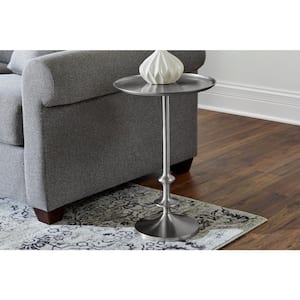 Bellkirk Round Pewter Silver Metal Accent Table (14.5 in. W x 22.25 in. H)