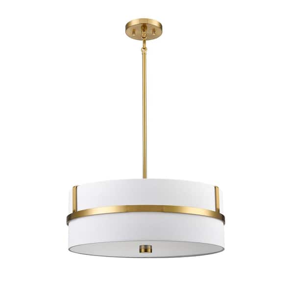 CLAXY 4-Light Gold No Decorative Accents Shaded Circle Chandelier for Dining Room;Foyer with No Bulbs Included