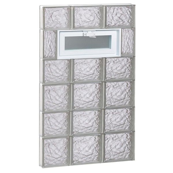 Clearly Secure 23.25 in. x 40.5 in. x 3.125 in. Frameless Ice Pattern Vented Glass Block Window