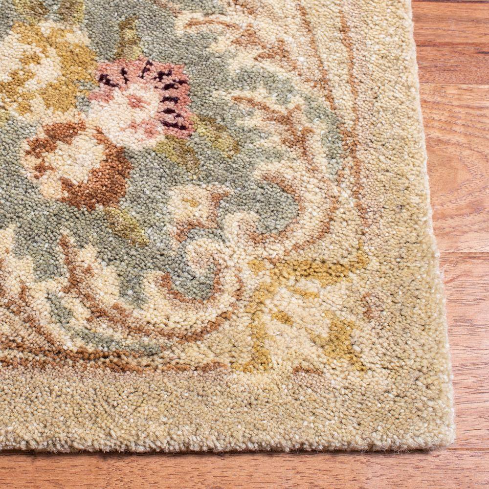 Ivory and Light Blue Hand-Tufted Wool Area Rug, 3' x 5'