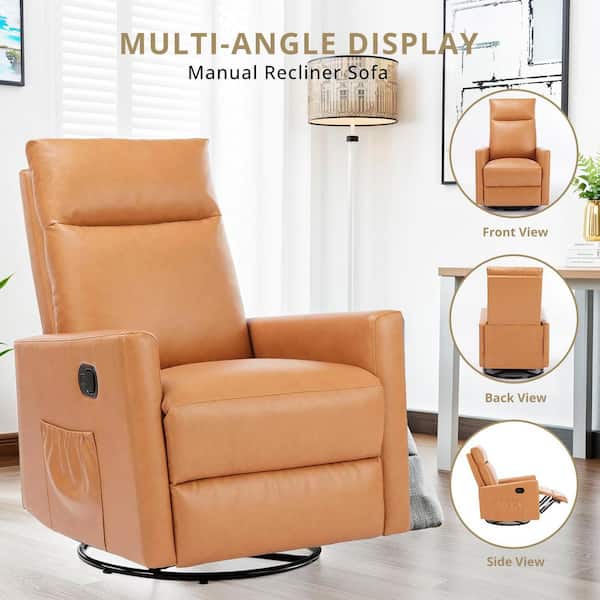 WONDER COMFORT Brown Leather High Back Swivel Recliner Chair