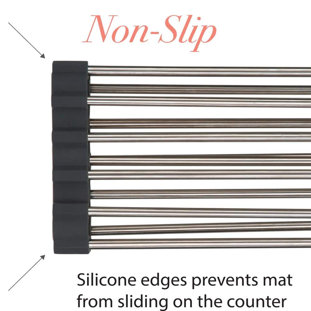 Gray Stainless Steel Roll Up Over Sink Drying Rack