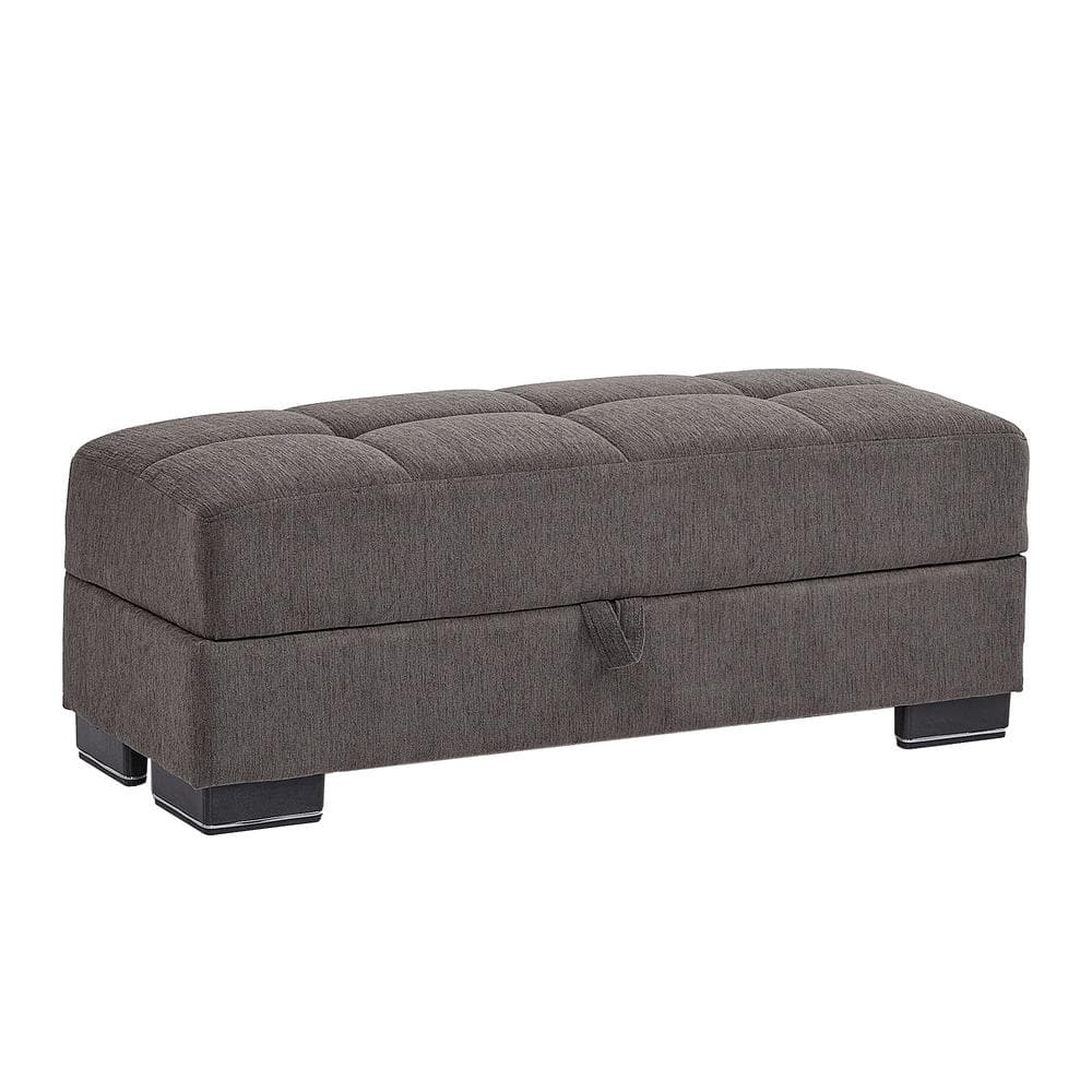 Ottomanson Basics Collection Dark Gray Ottoman With Storage BSC19O