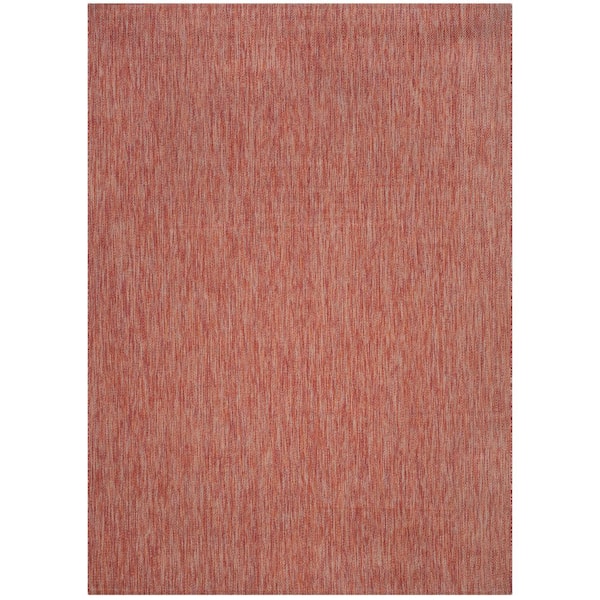 Courtyard Red 8 ft. x 11 ft. Solid Indoor/Outdoor Patio  Area Rug