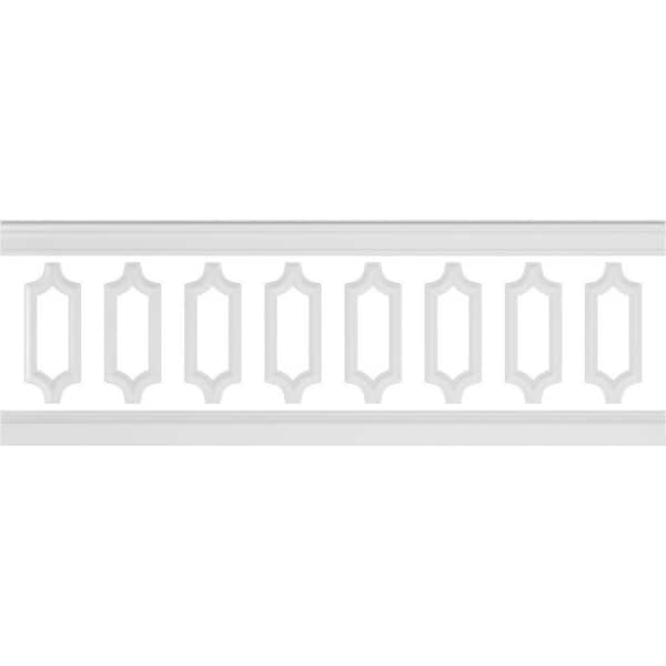 Ekena Millwork 94 1/2 in. (Adjustable 32 in. to 36 in.) 21 sq. ft. Polyurethane Ashford Scalloped Panel Wainscot Kit Primed