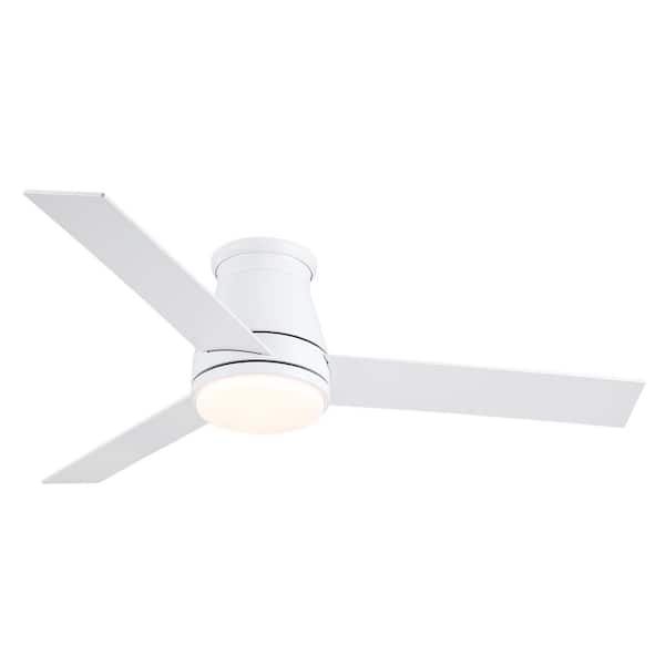 48 in. Indoor White Low Profile Ceiling Fan with Dimmable LED Light and Remote Control for Medium Rooms