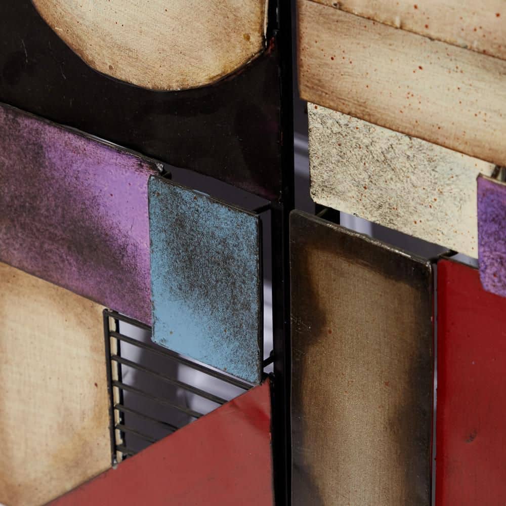 Gold and Multicolor Metal Geometric Wall Sculpture Set of 4