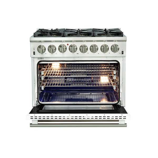 GARLAND COMMERCIAL GRADE 36 INCH FREE STANDING GAS RANGE 6 BURNERS HEAVY  DUTY BURNER GRATES CONVECTION SETTING LARGE OVEN STAINLESS LOCATED IN OUR