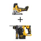 20V MAX XR Cordless Barrel Grip Jigsaw and 20V MAX XR Cordless Brushless 1 in. SDS + L-Shape Rotary Hammer (Tools-Only)