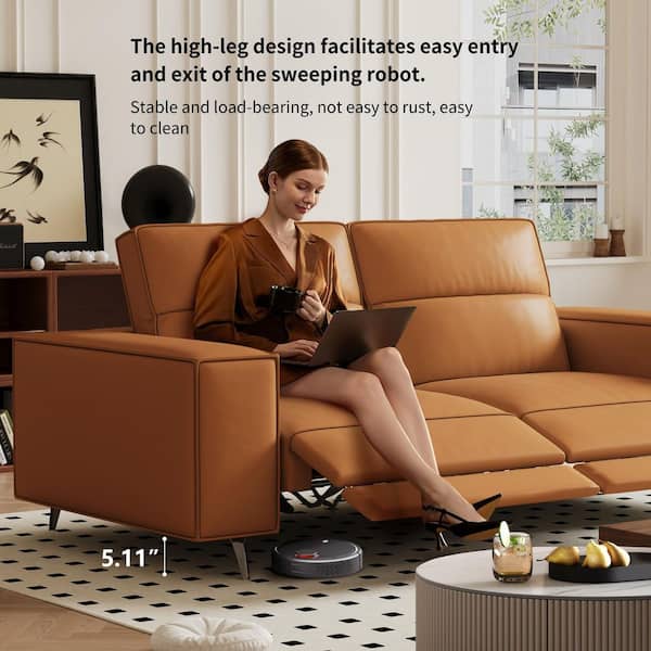 THE RIGHT PATH 76.77 in. Square Arm Faux Leather Square Sofa