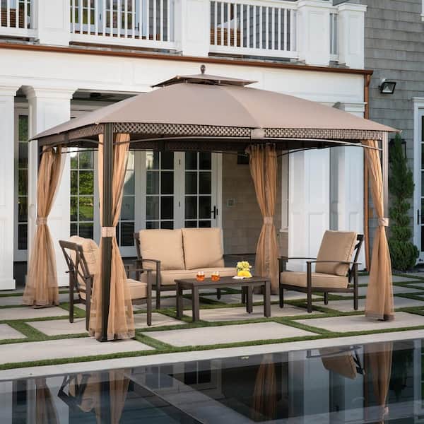 Hanover Aster Aluminum and Steel Gazebo with Mosquito