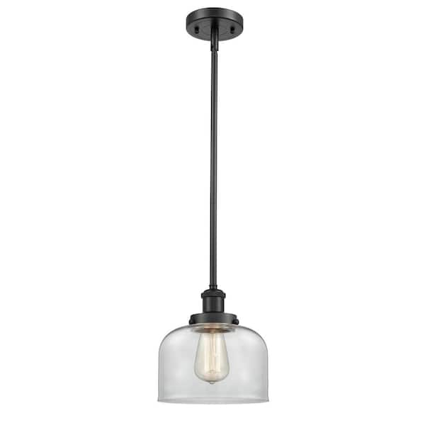 Innovations Bell 1-Light Matte Black Shaded Pendant Light with Clear ...