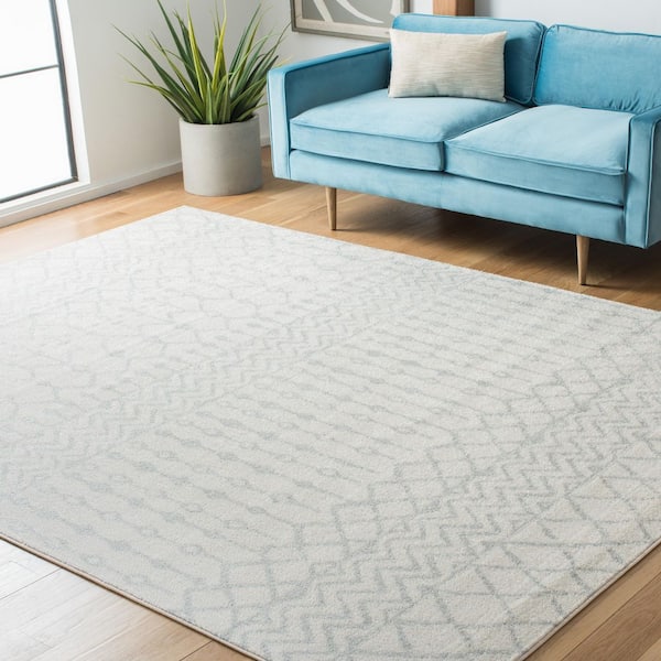 Tulum 12 ft. x 15 ft. Ivory/Light Gray Geometric Area Rug