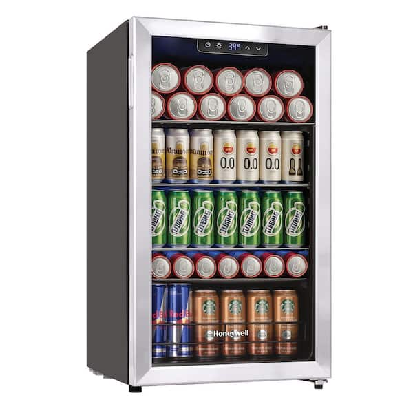 Honeywell 19 in. 116-Can Beverage Refrigerator and Cooler, in Stainless Steel, with Digital Thermostat