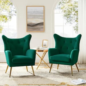 Jacob Green Accent Arm Chair with Tufted Back (Set of 2)