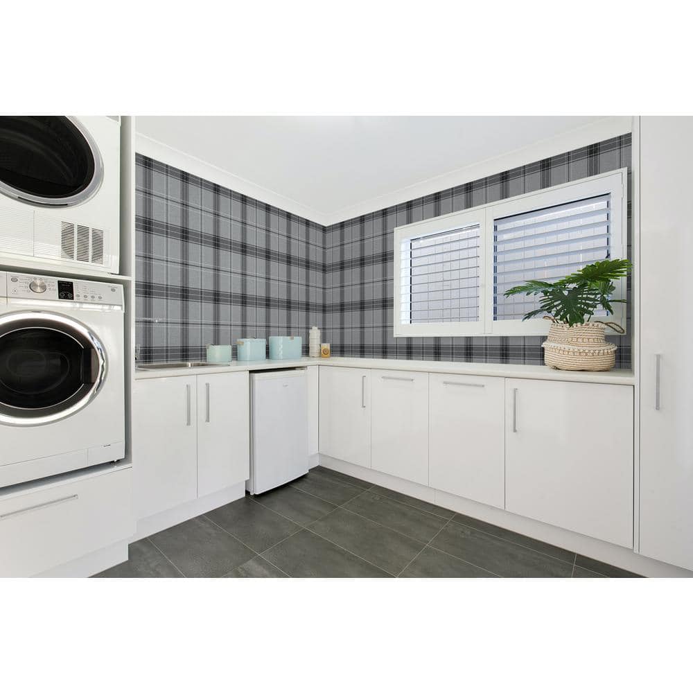 Greyscale Plaid Self-Adhesive Vinyl Wallpaper Roll