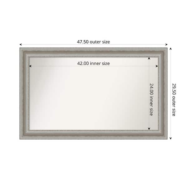 Amanti Art Parlor Silver 47.5 in. x 29.5 in. Custom Non-Beveled Recycled Polystyrene Framed Bathroom Vanity Wall Mirror