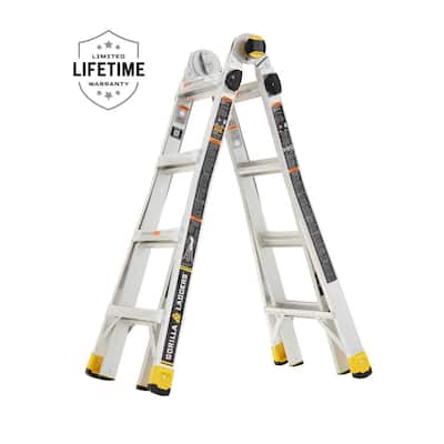 18 ft Reach MPXA Aluminum Multi-Position Ladder with Tool Hangers, 300 lbs Load Capacity