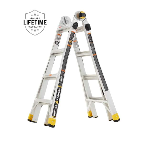 Gorilla Ladders 18 ft Reach MPXA Aluminum Multi-Position Ladder with Tool Hangers, 300 lbs Load Capacity