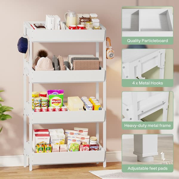 BYBLIGHT Ahlivia White 29 in. W Display Cabinet Wood Fruit
