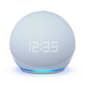 Echo Dot (5th Gen, 2022 release) with Clock Smart speaker with Clock and Alexa, Cloud Blue