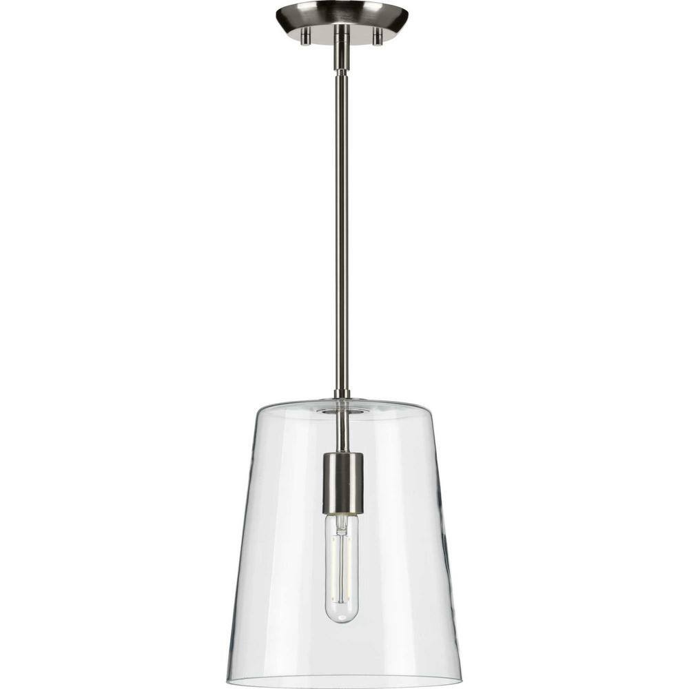Sleek Coastal Brushed Nickel Pendant with Clear Glass Shade