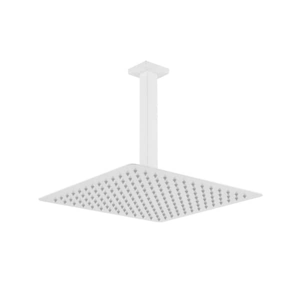 Unbranded 3-Spray Patterns with 2.5 GPM 8 in. Wall Mount Rain Fixed Shower Head in White