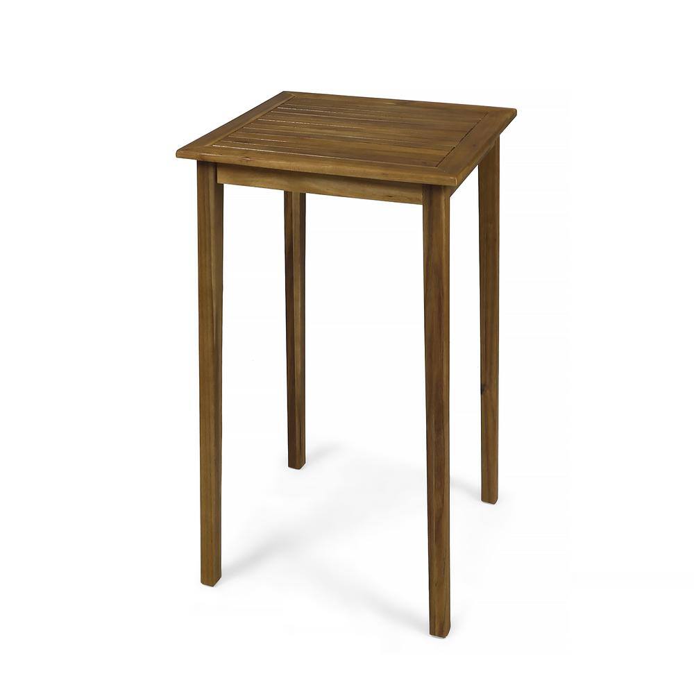 Teak Brown Acacia Wood Square Outdoor Bar Table