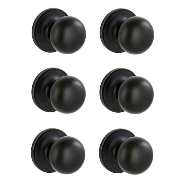 ESSENTIALS by Schlage Jeffir Aged Bronze Passage Hall/Closet Door Knob (6-Pack)