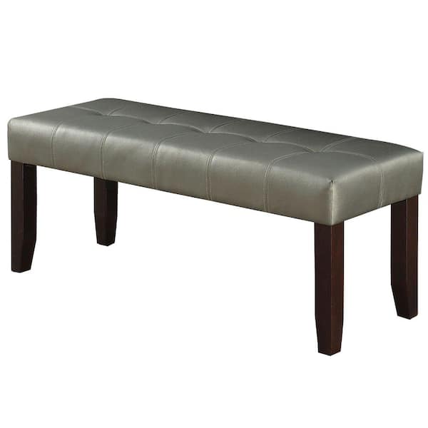 Benjara Silver 48 in. Backless Bedroom Bench with Tufted Seat