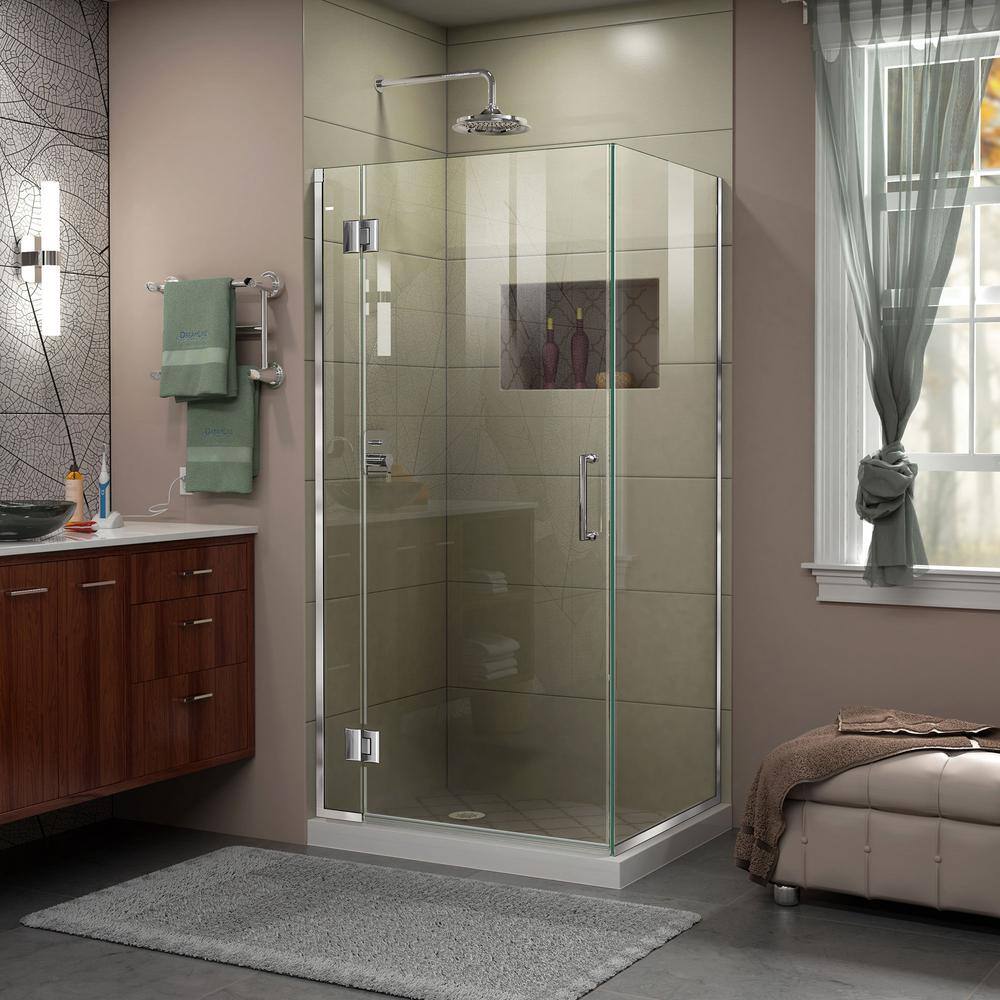 Unidoor-X 33-3/8 in. W x 30 in. D x 72 in. H Frameless Hinged Corner Shower Enclosure in Chrome price history on PriceWatchPro