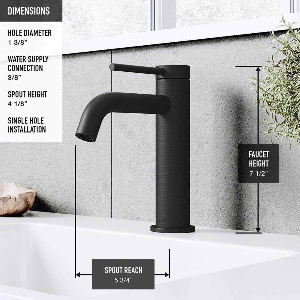 Matte Black Brass Single Handle Bathroom Faucet